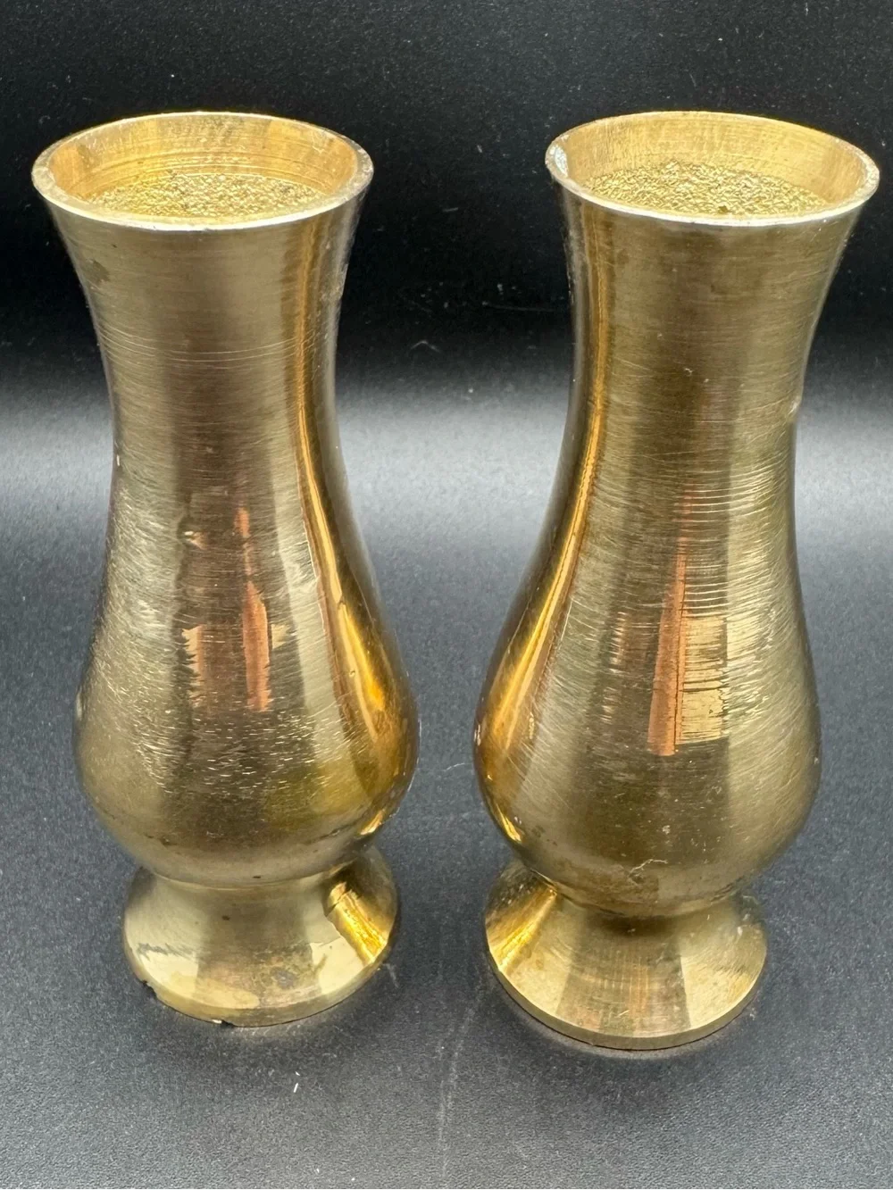 Vintage India Solid Brass Bud Vases Pair Tabletop Decor